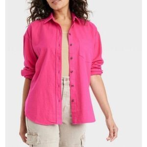 Universal Thread pink cotton oversized brushed shacket size small